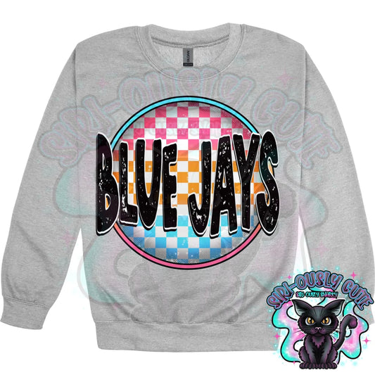 Neon Checker Circle Mascot Blue Jays Mascot