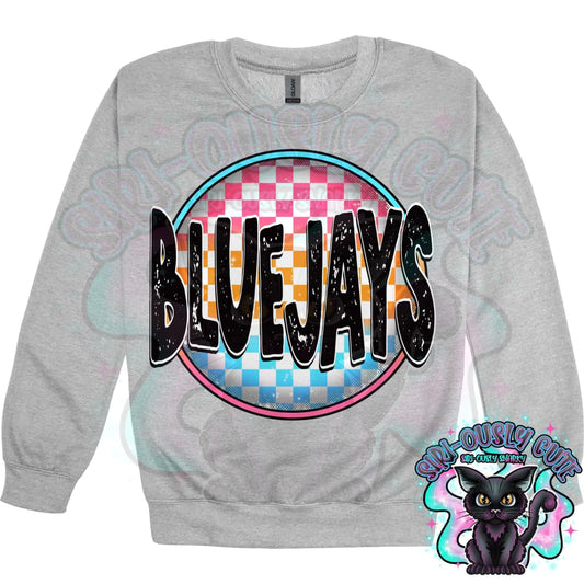 Neon Checker Circle Mascot Bluejays Mascot