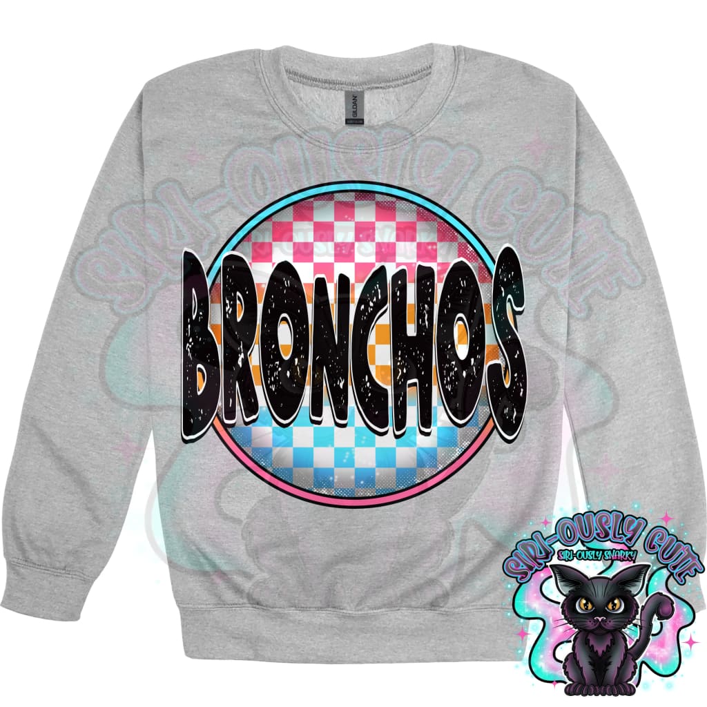 Neon Checker Circle Mascot Bronchos Mascot
