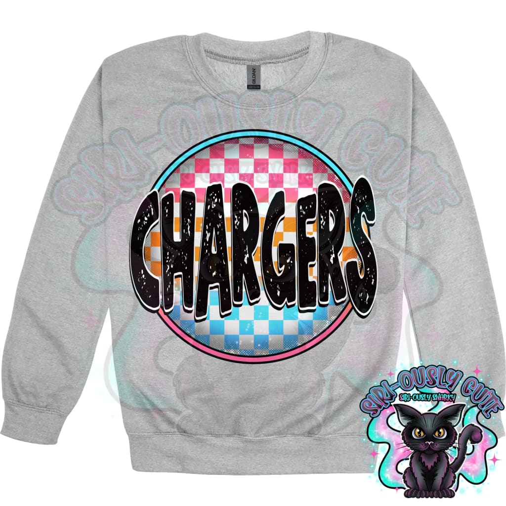 Neon Checker Circle Mascot Chargers Mascot