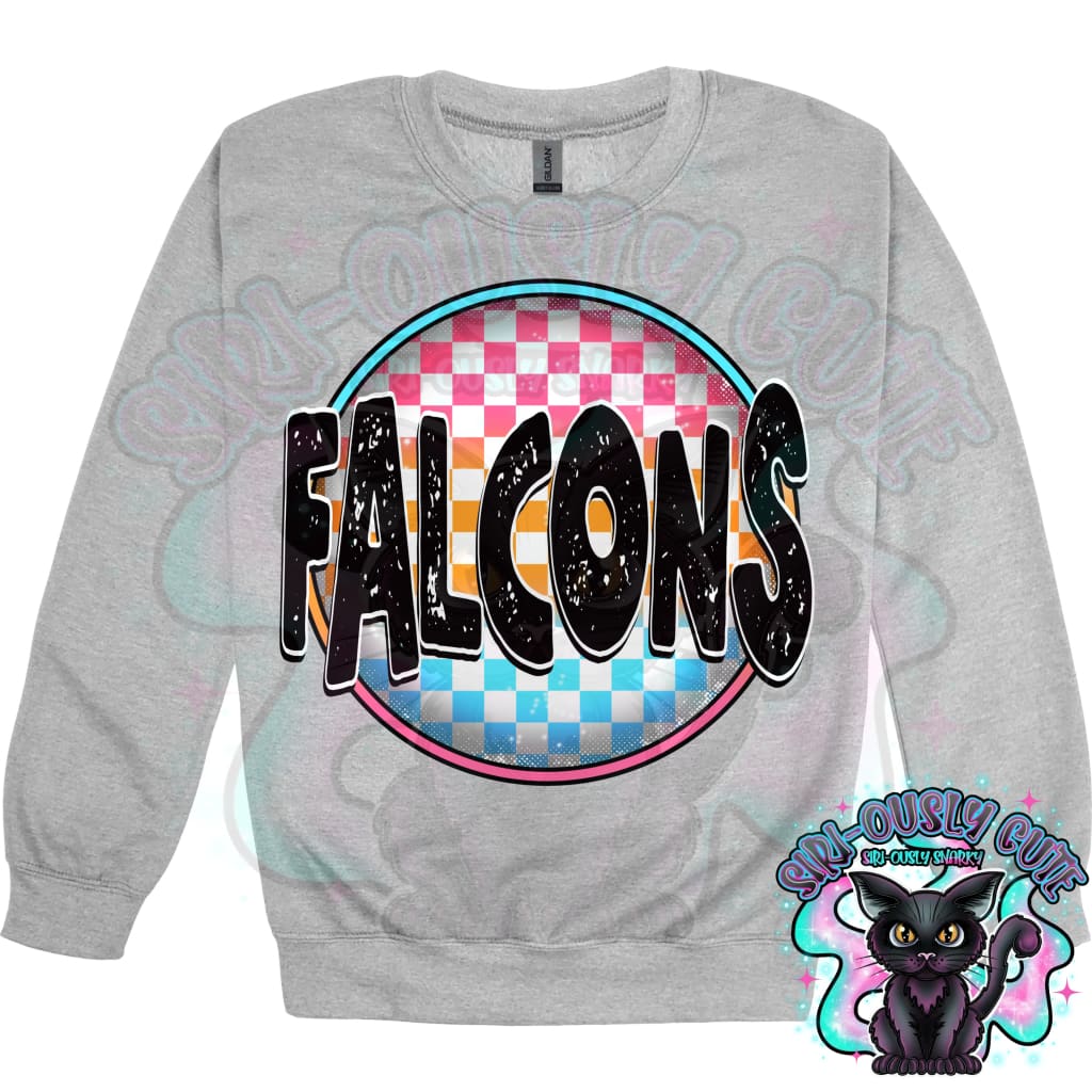 Neon Checker Circle Mascot Falcons Mascot