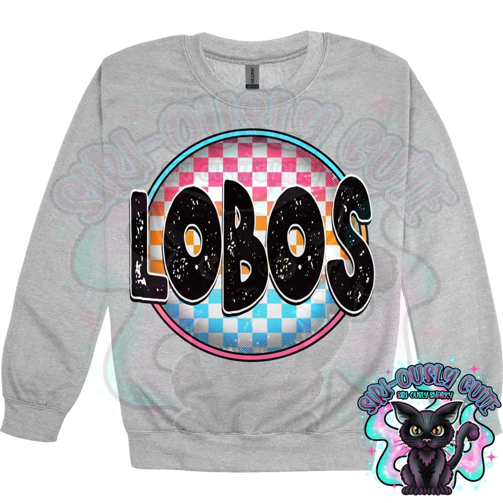 Neon Checker Circle Mascot Lobos Mascot