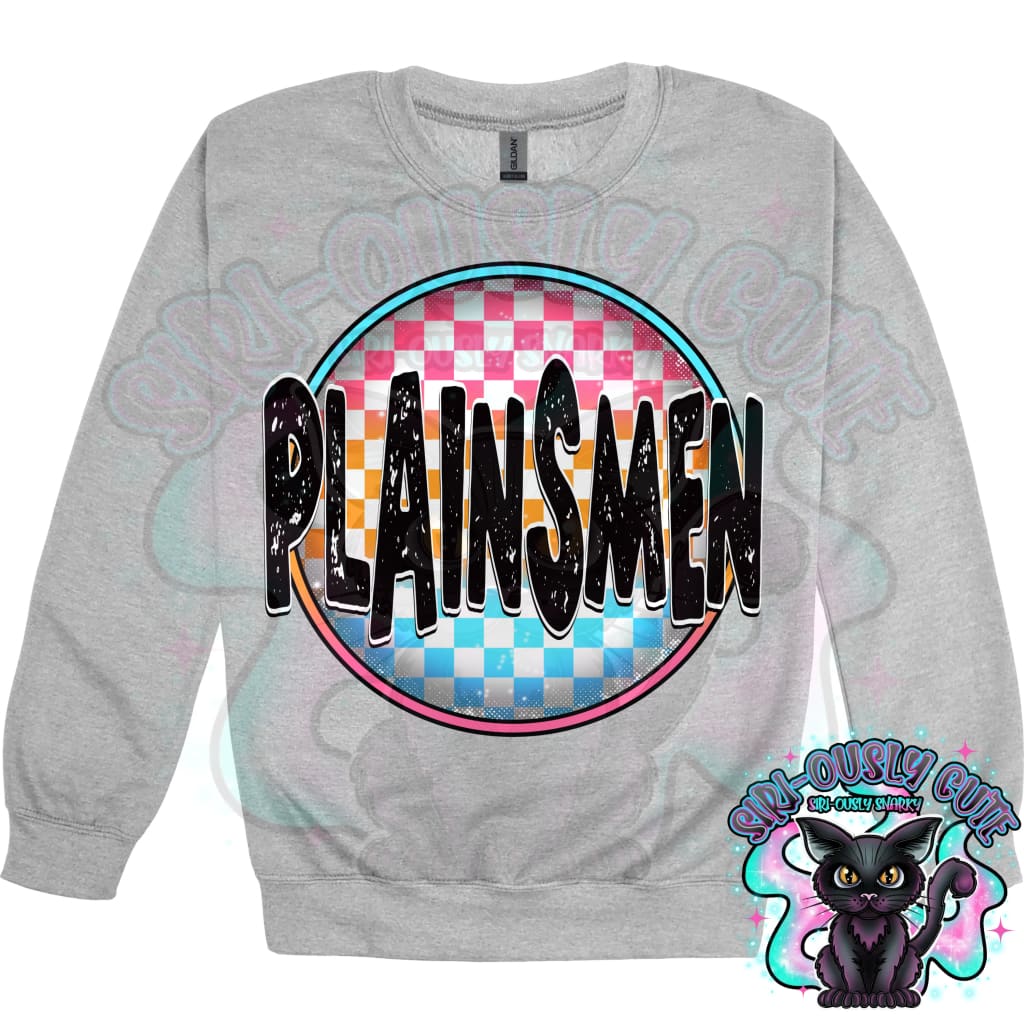 Neon Checker Circle Mascot Plainsmen Mascot