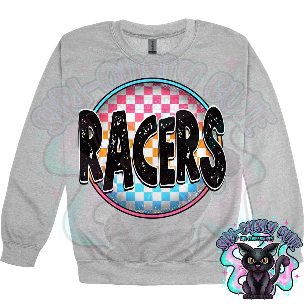 Neon Checker Circle Mascot Racers Mascot