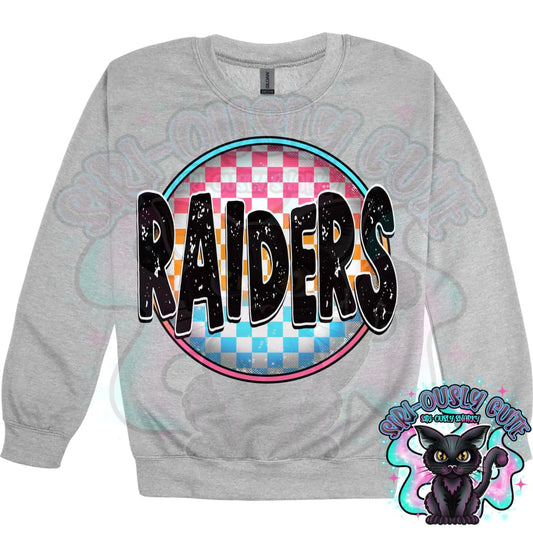 Neon Checker Circle Mascot Raiders Mascot