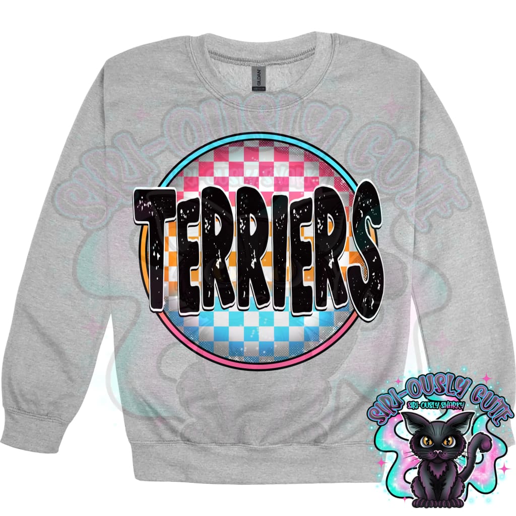 Neon Checker Circle Mascot Terriers Mascot