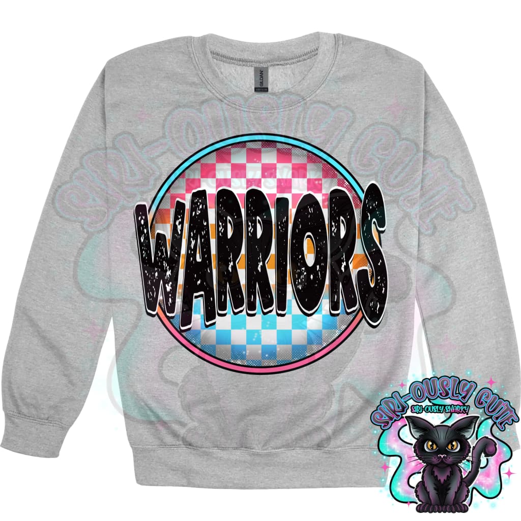 Neon Checker Circle Mascot Warriors Mascot