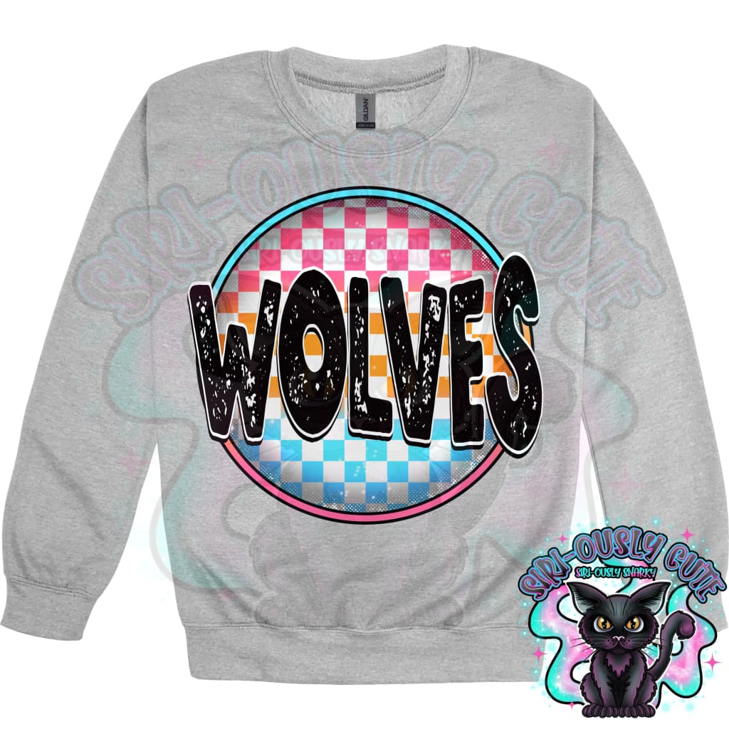 Neon Checker Circle Mascot Wolves Mascot