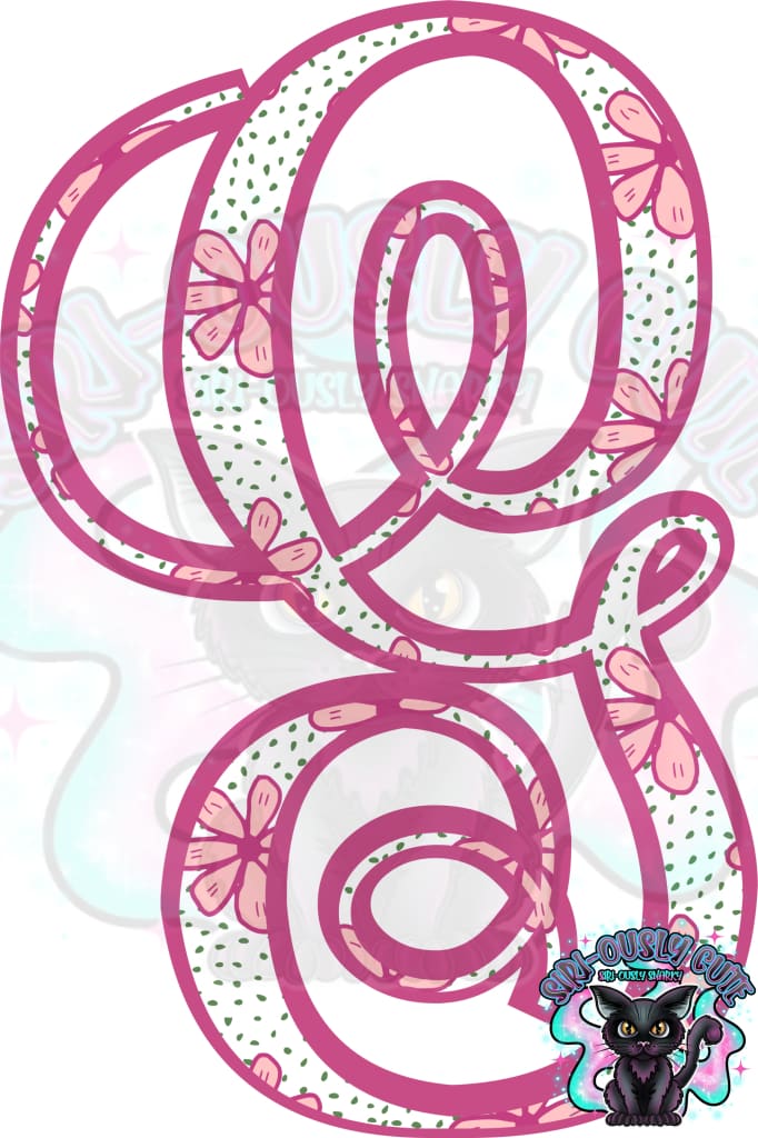 Pink Floral Dotted Vine Monogram Monogram