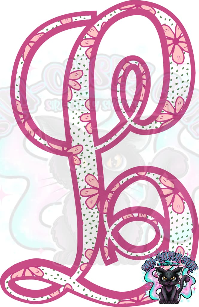 Pink Floral Dotted Vine Monogram Monogram