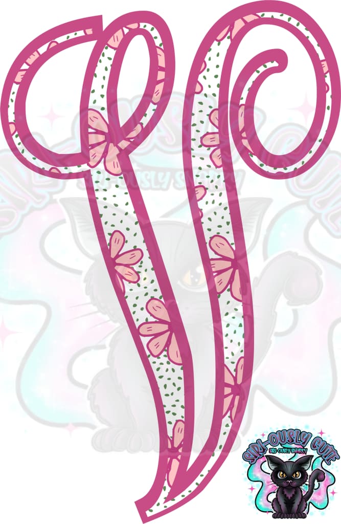 Pink Floral Dotted Vine Monogram Monogram