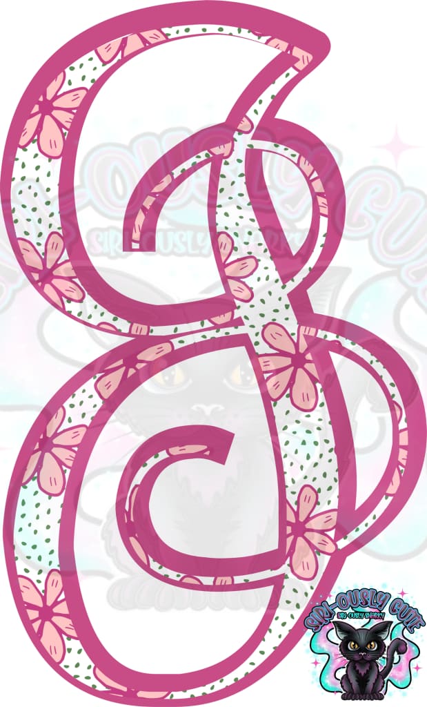 Pink Floral Dotted Vine Monogram Monogram