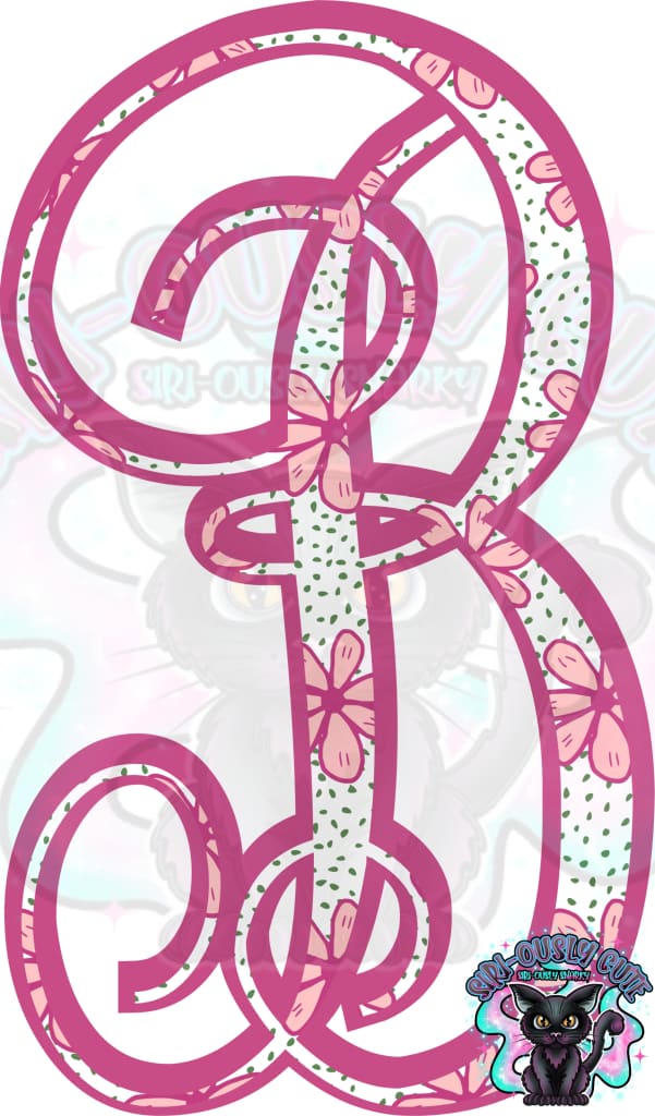Pink Floral Dotted Vine Monogram Monogram