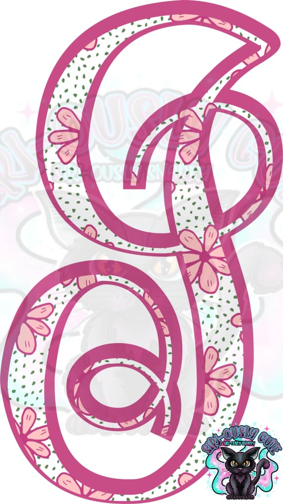 Pink Floral Dotted Vine Monogram Monogram