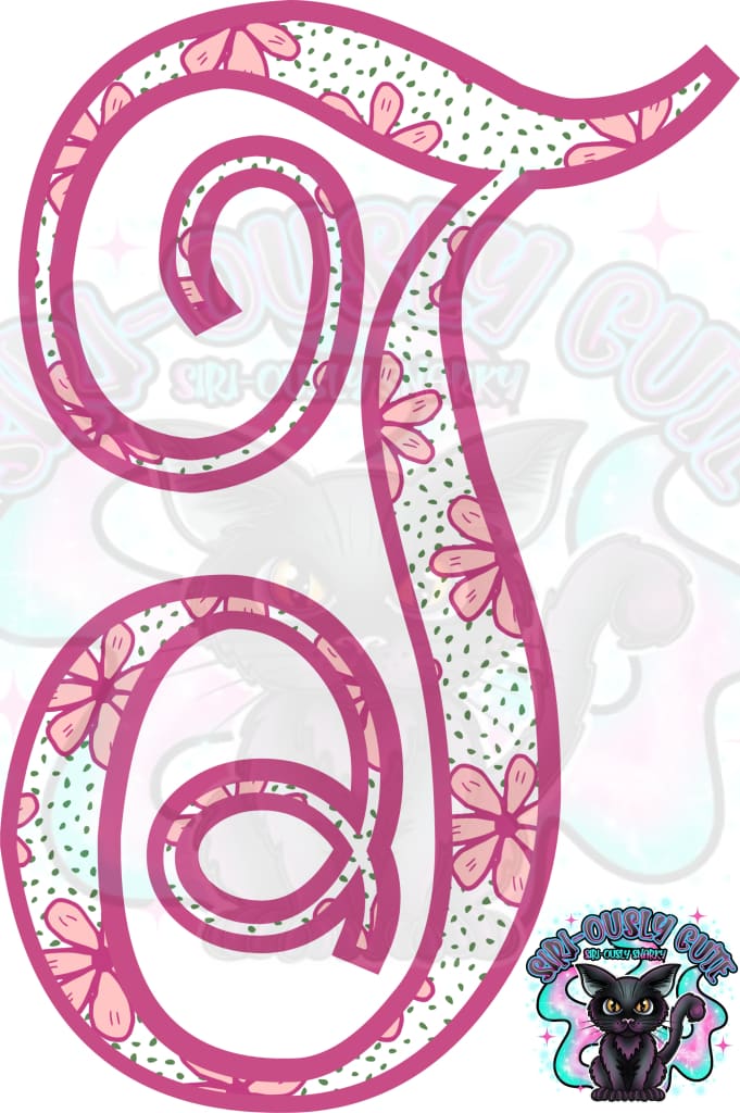 Pink Floral Dotted Vine Monogram Monogram