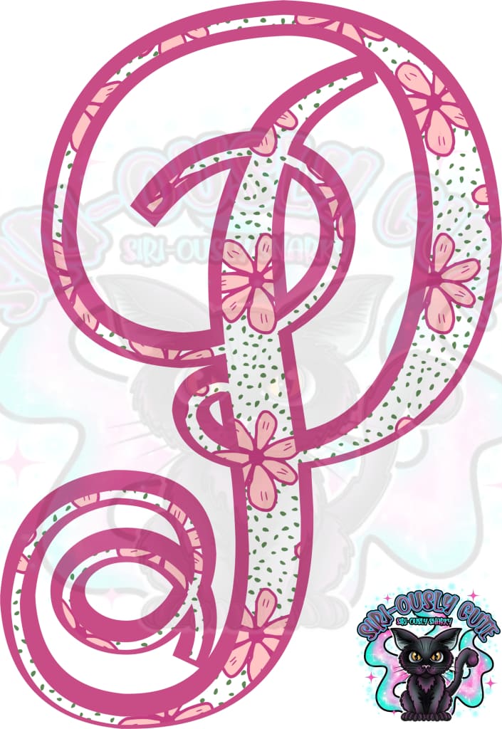Pink Floral Dotted Vine Monogram Monogram