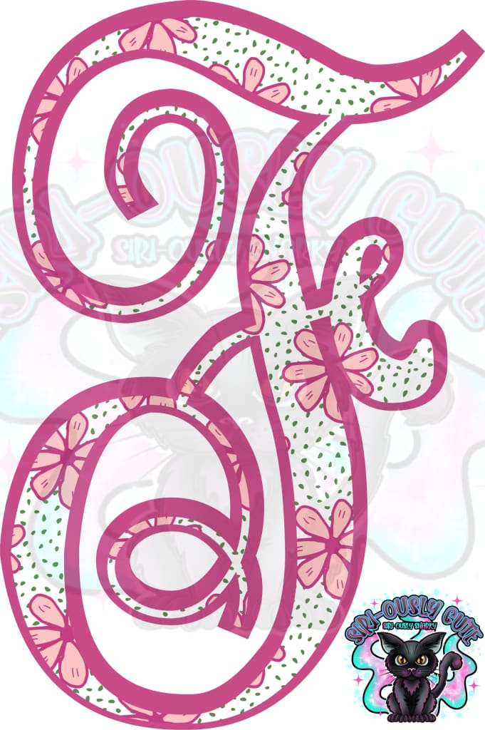 Pink Floral Dotted Vine Monogram Monogram