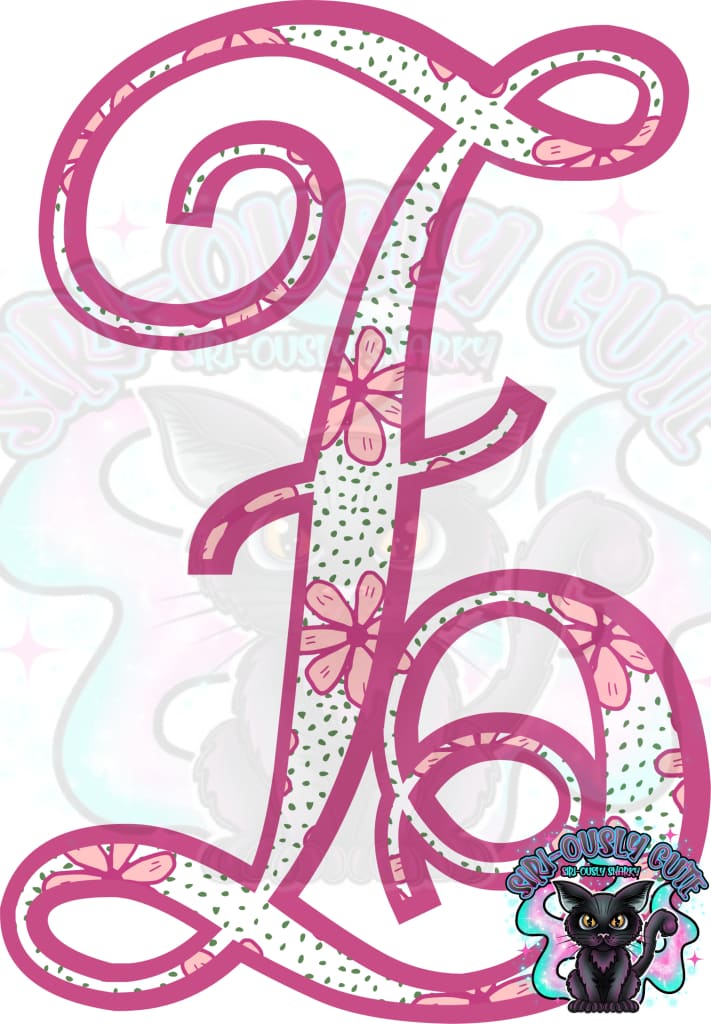 Pink Floral Dotted Vine Monogram Monogram