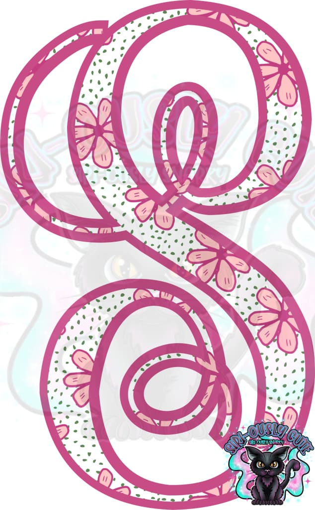 Pink Floral Dotted Vine Monogram Monogram