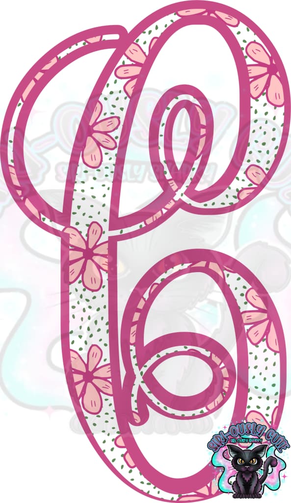 Pink Floral Dotted Vine Monogram Monogram