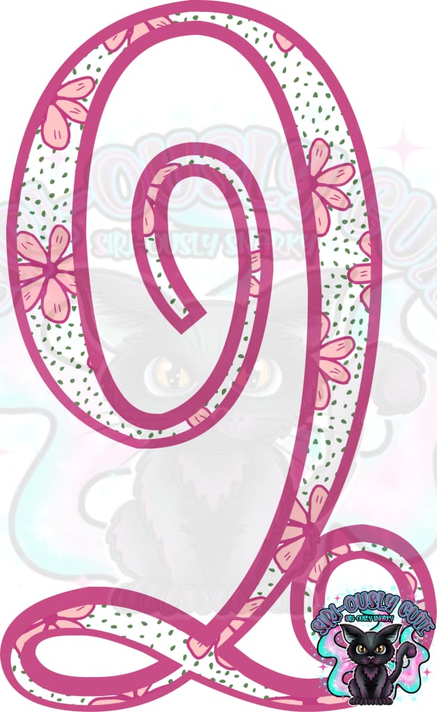 Pink Floral Dotted Vine Monogram Monogram