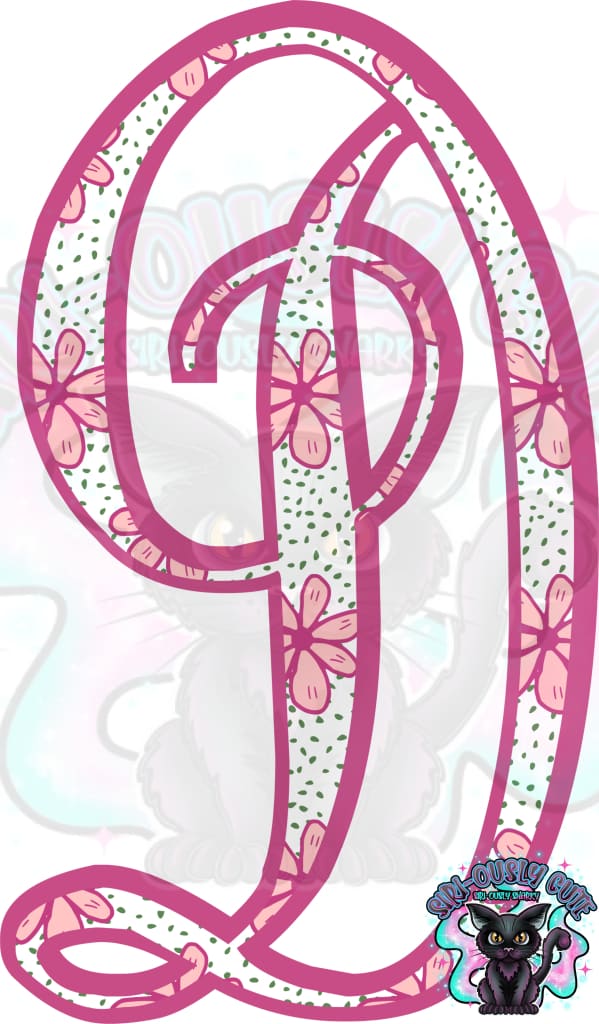 Pink Floral Dotted Vine Monogram Monogram