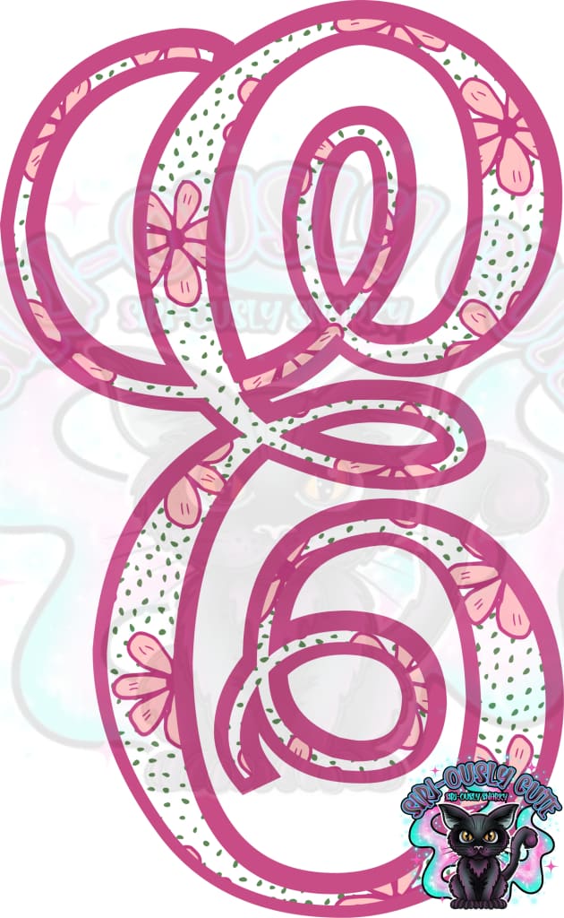 Pink Floral Dotted Vine Monogram Monogram