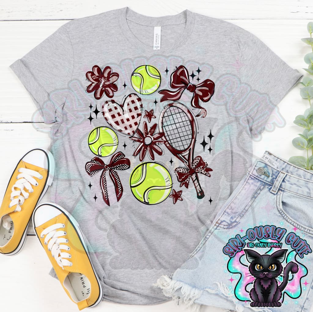 Play Ball Tennis Collage Maroon Mascot