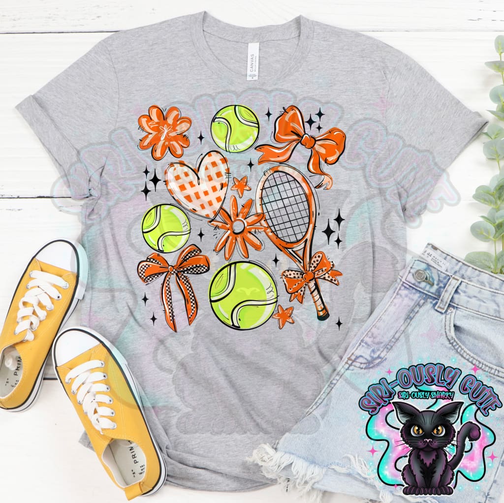 Play Ball Tennis Collage Orange Mascot