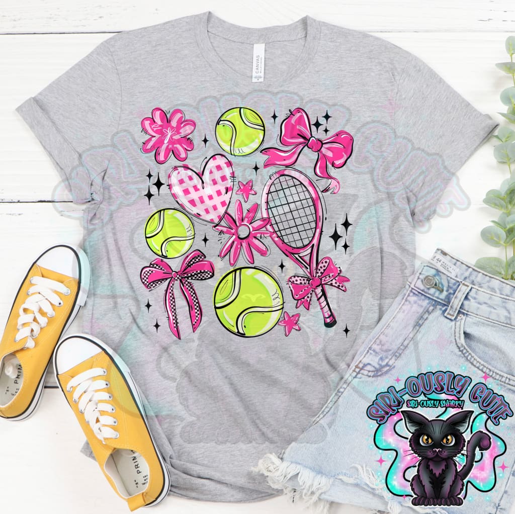 Play Ball Tennis Collage Pink Mascot