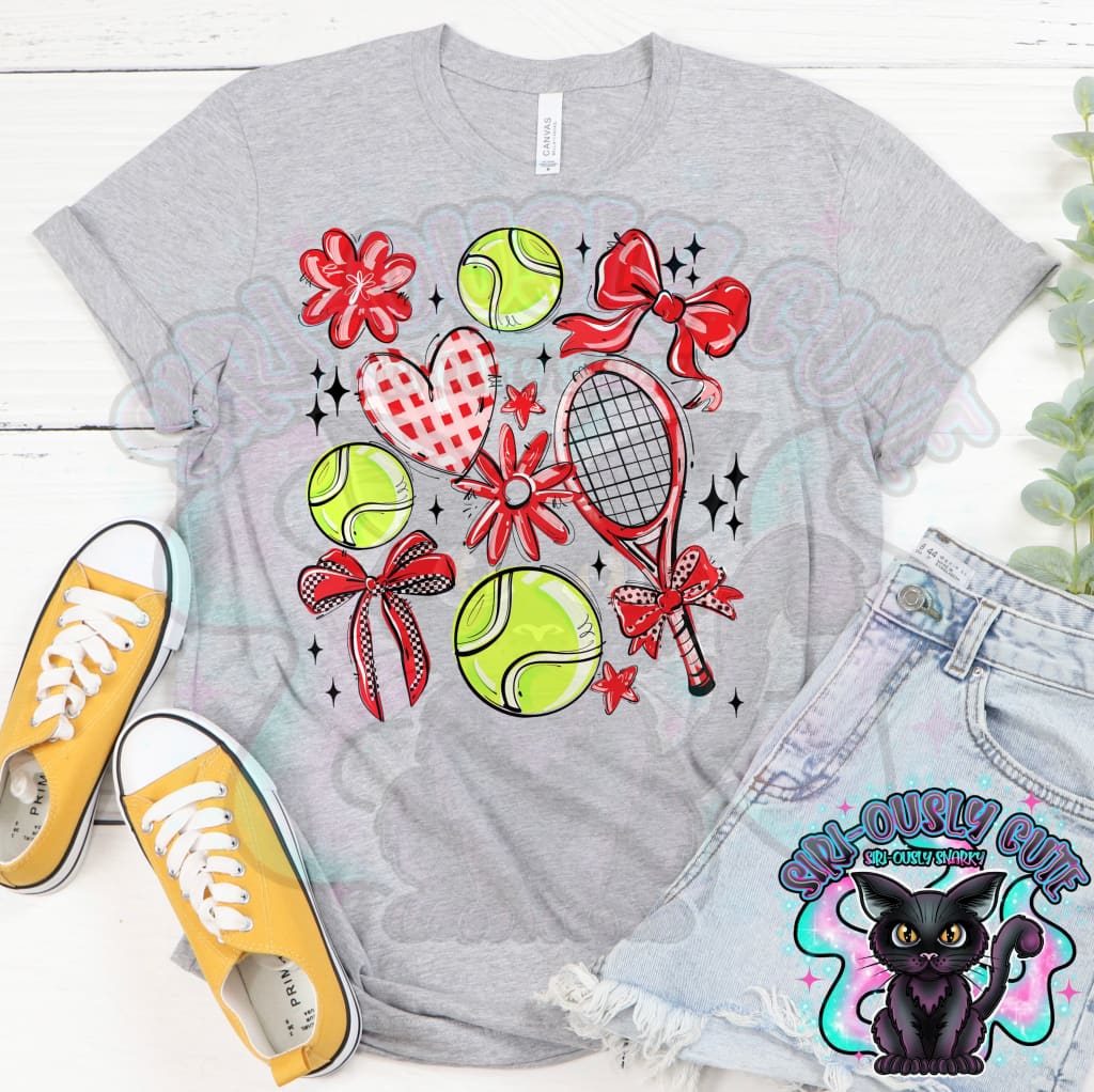 Play Ball Tennis Collage Red Mascot