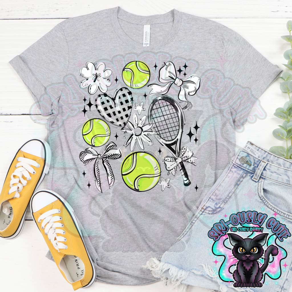 Play Ball Tennis Collage White Mascot