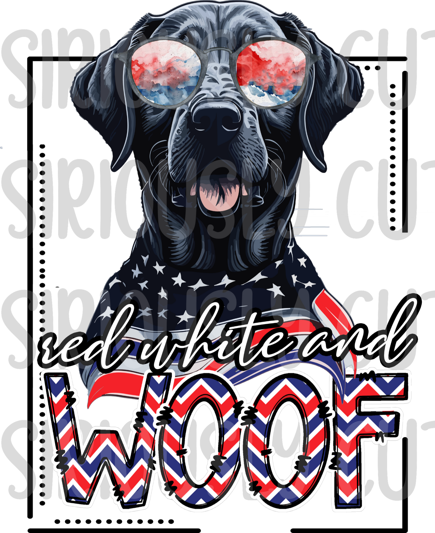 red white and woof Black lab 3