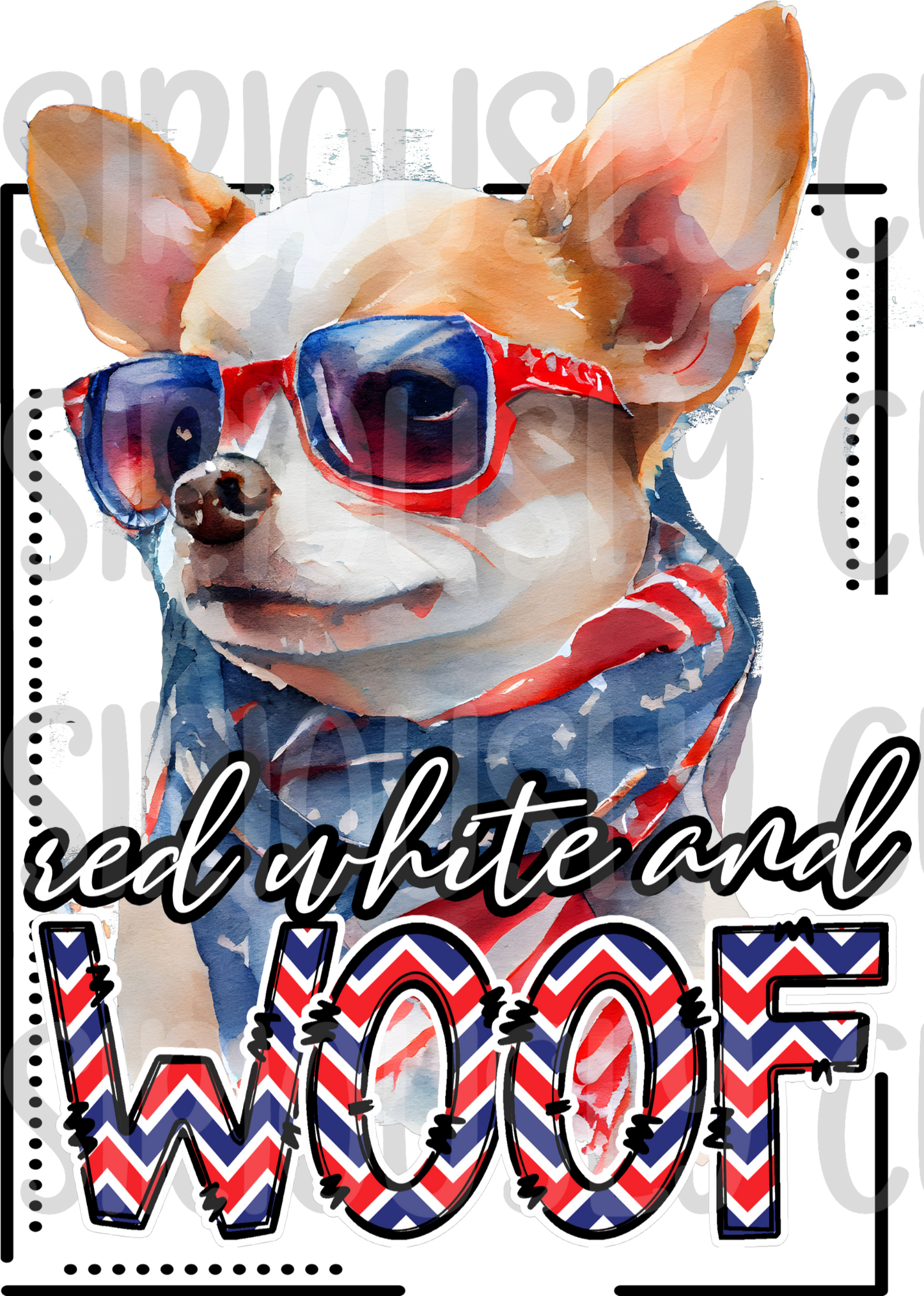 red white and woof Chihuahua