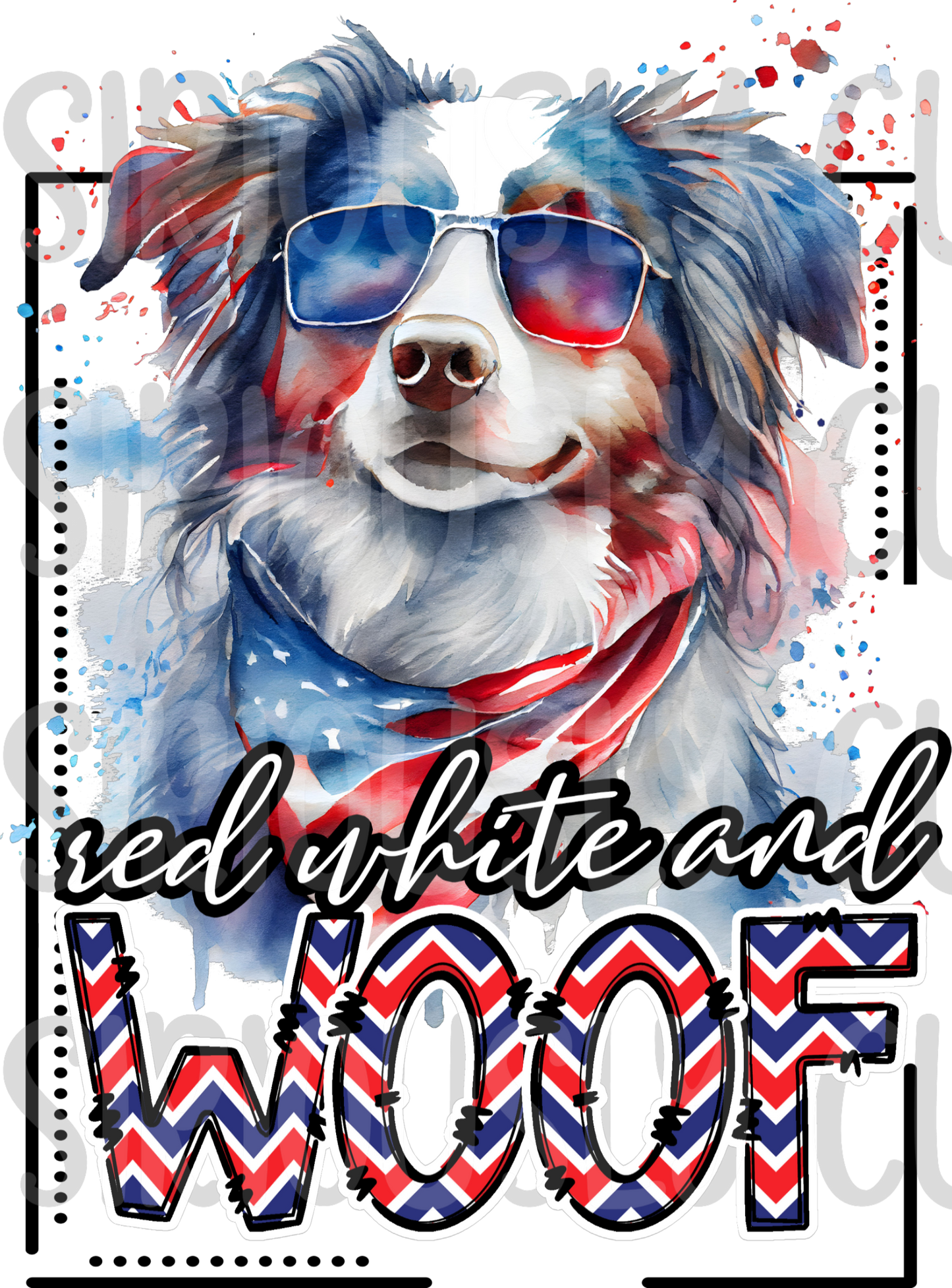 red white and woof australian shepherd