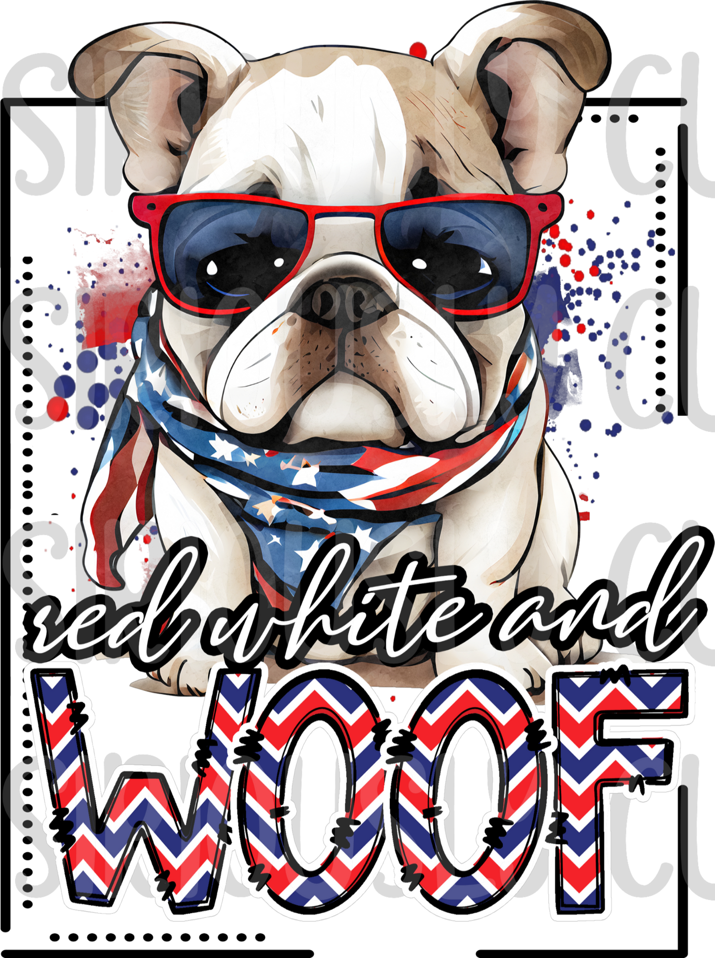 red white and woof bulldog