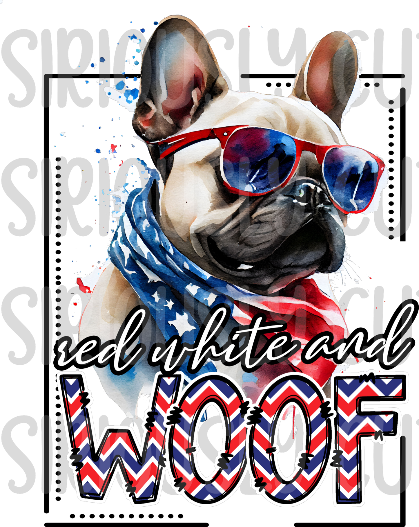 red white and woof frenchie
