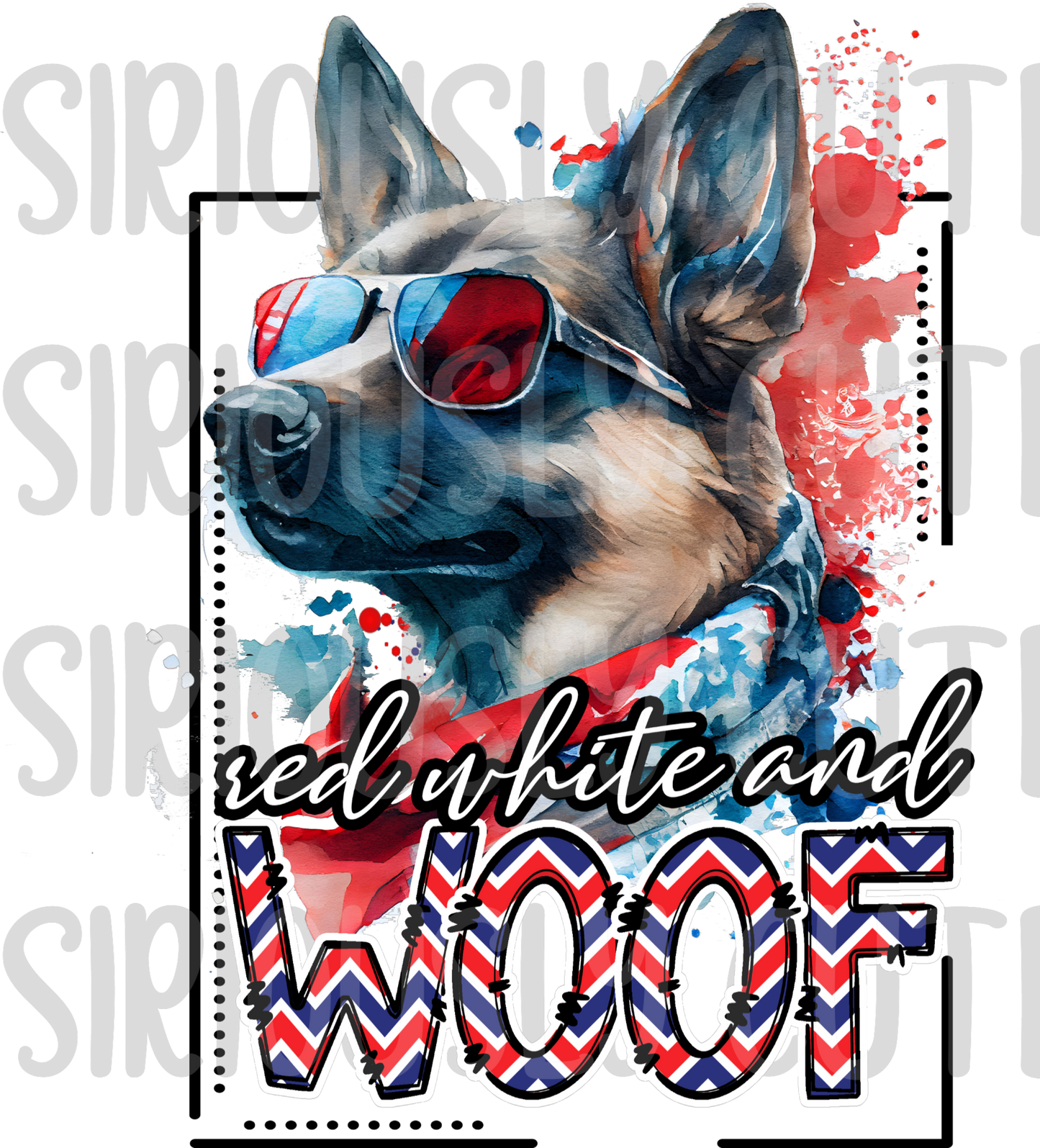 red white and woof german shepherd