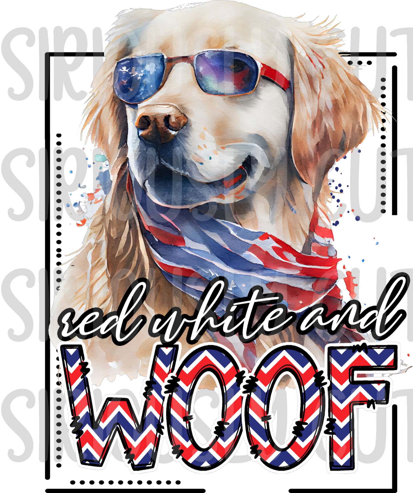 red white and woof golden retriever