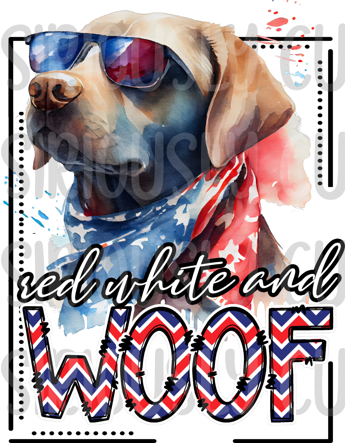 red white and woof lab