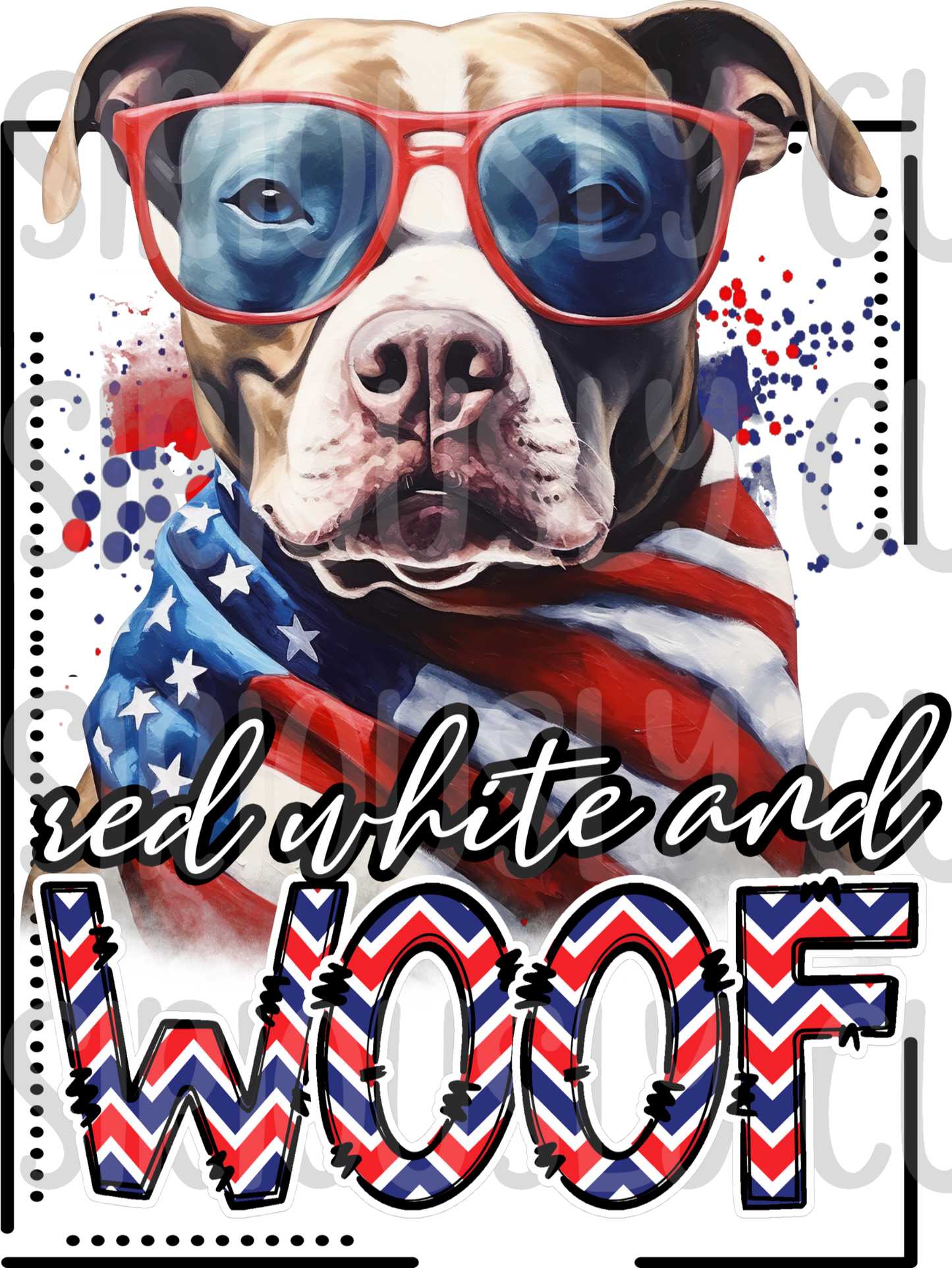 red white and woof pitbull