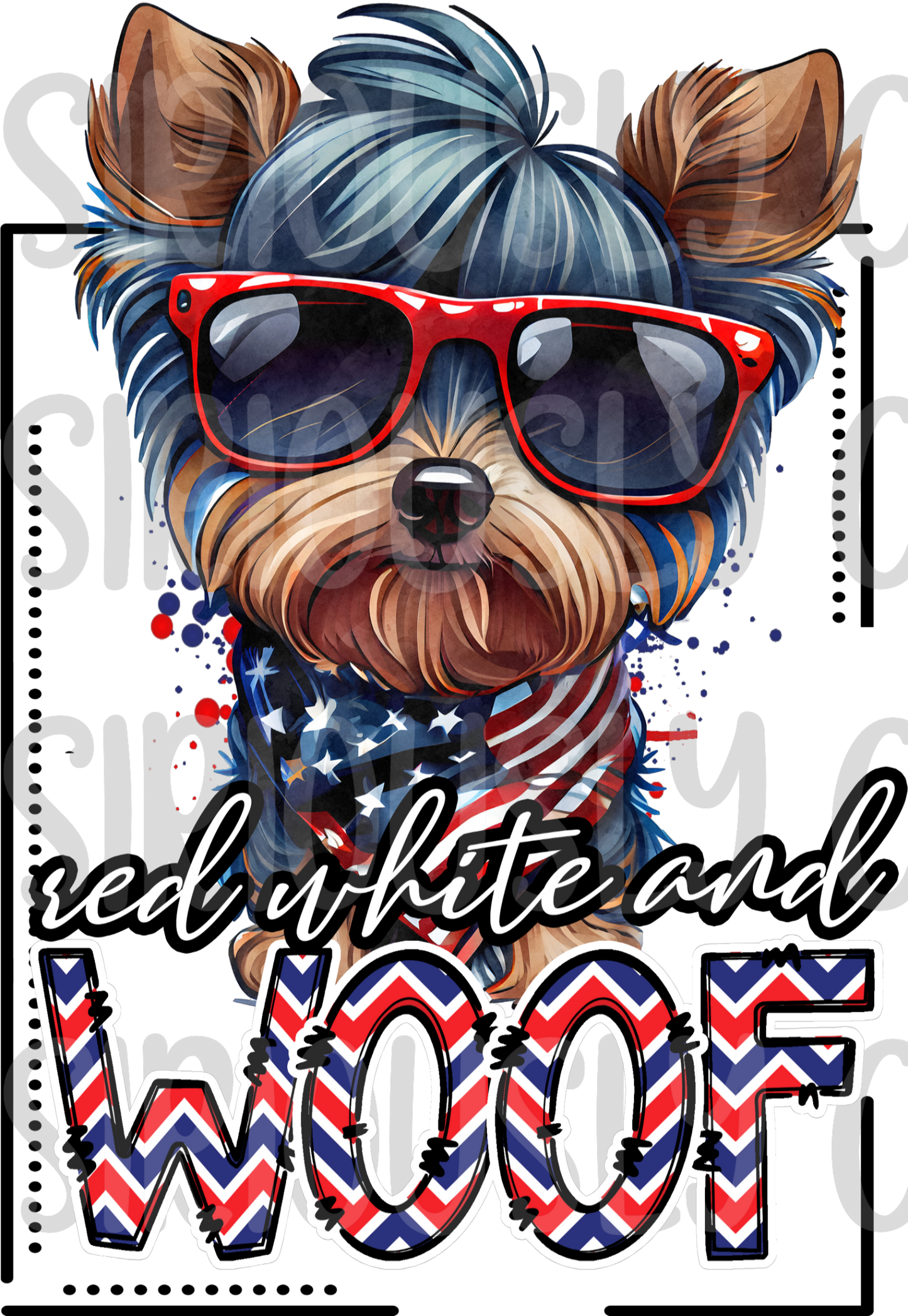 red white and woof yorkie