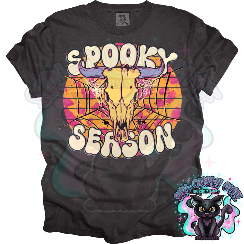 Spooky Season Groovy Steer Skull Clothing