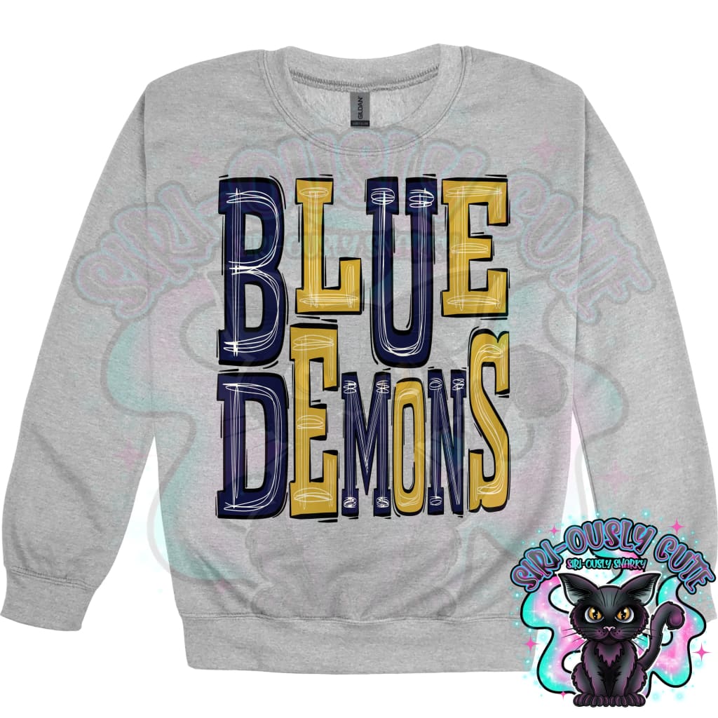 Sporty Blue Demons - Navy Gold Mascot