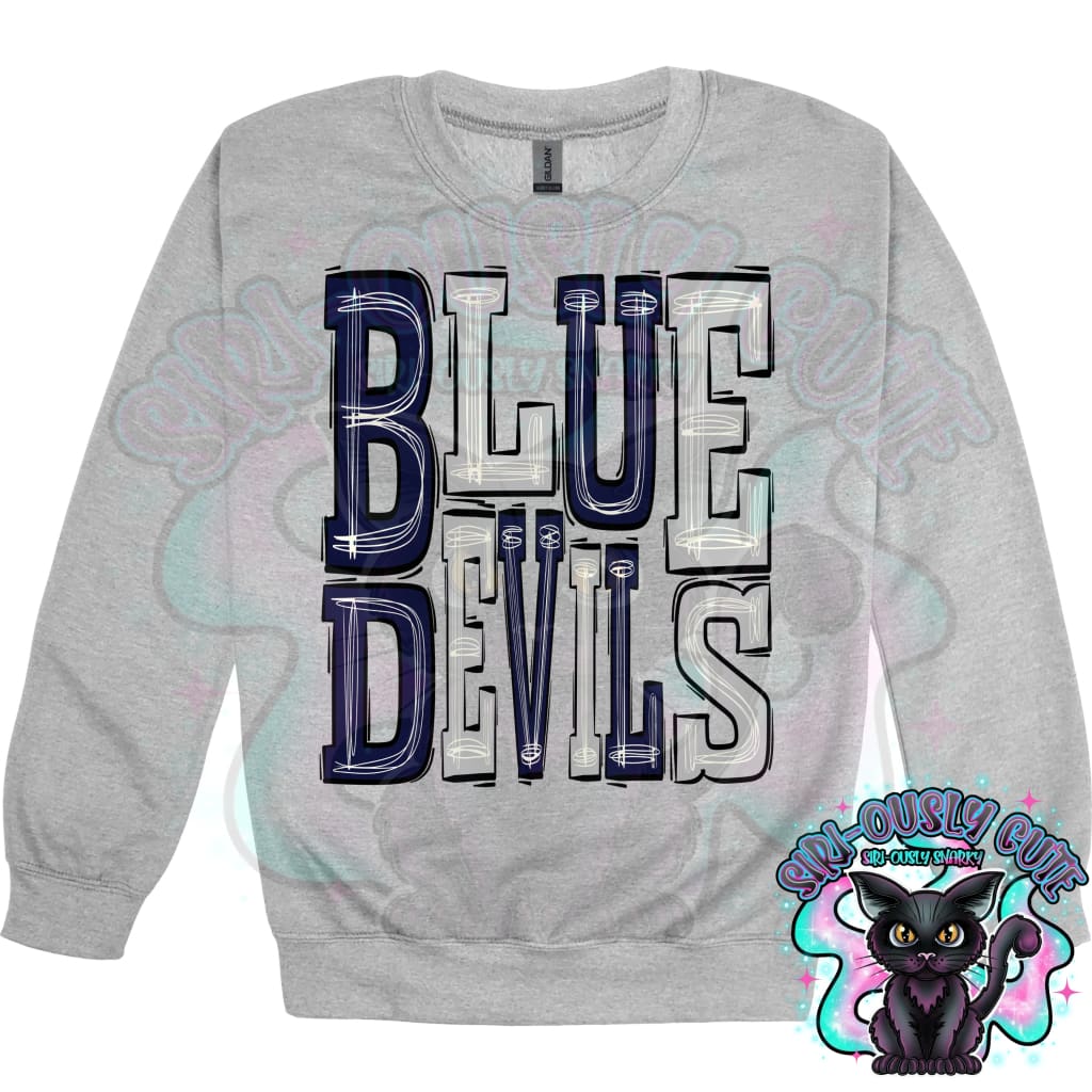 Sporty Blue Devils - Navy Silver Mascot