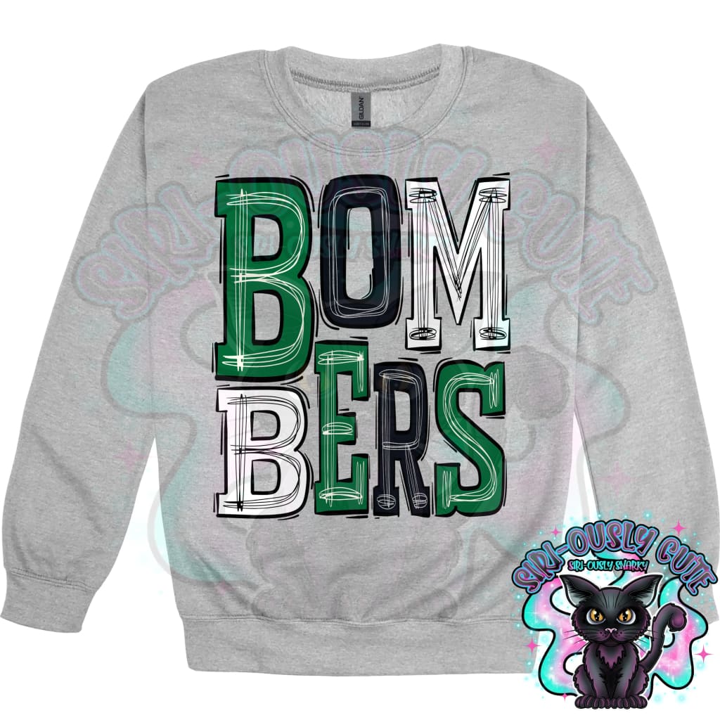 Sporty Bombers - Kelly Green Black White Mascot