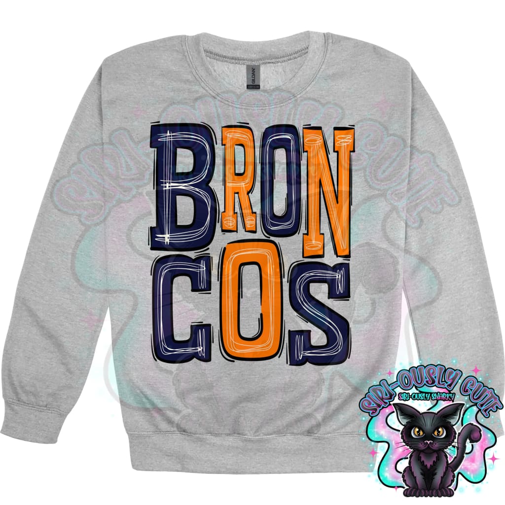 Sporty Broncos - Navy Blue Orange Mascot