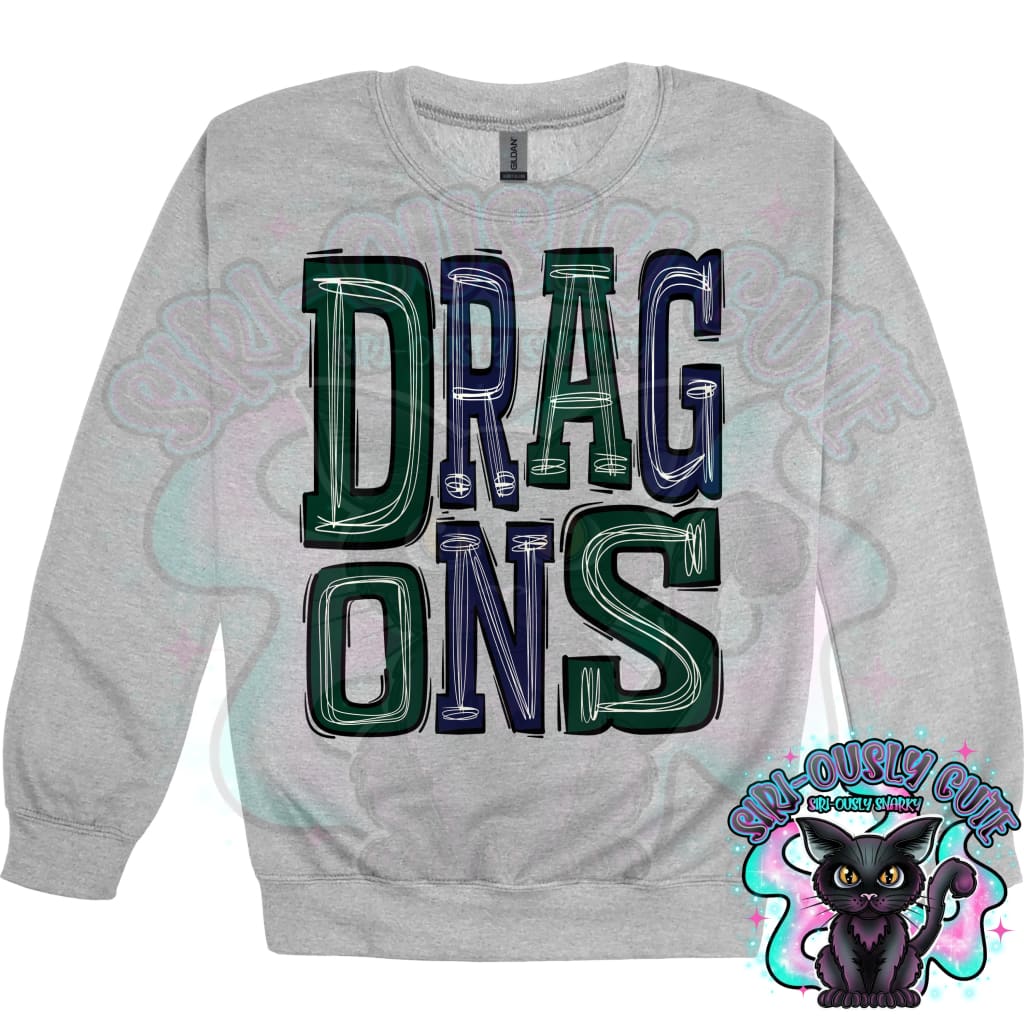Sporty Dragons - Dark Green Navy Blue Mascot