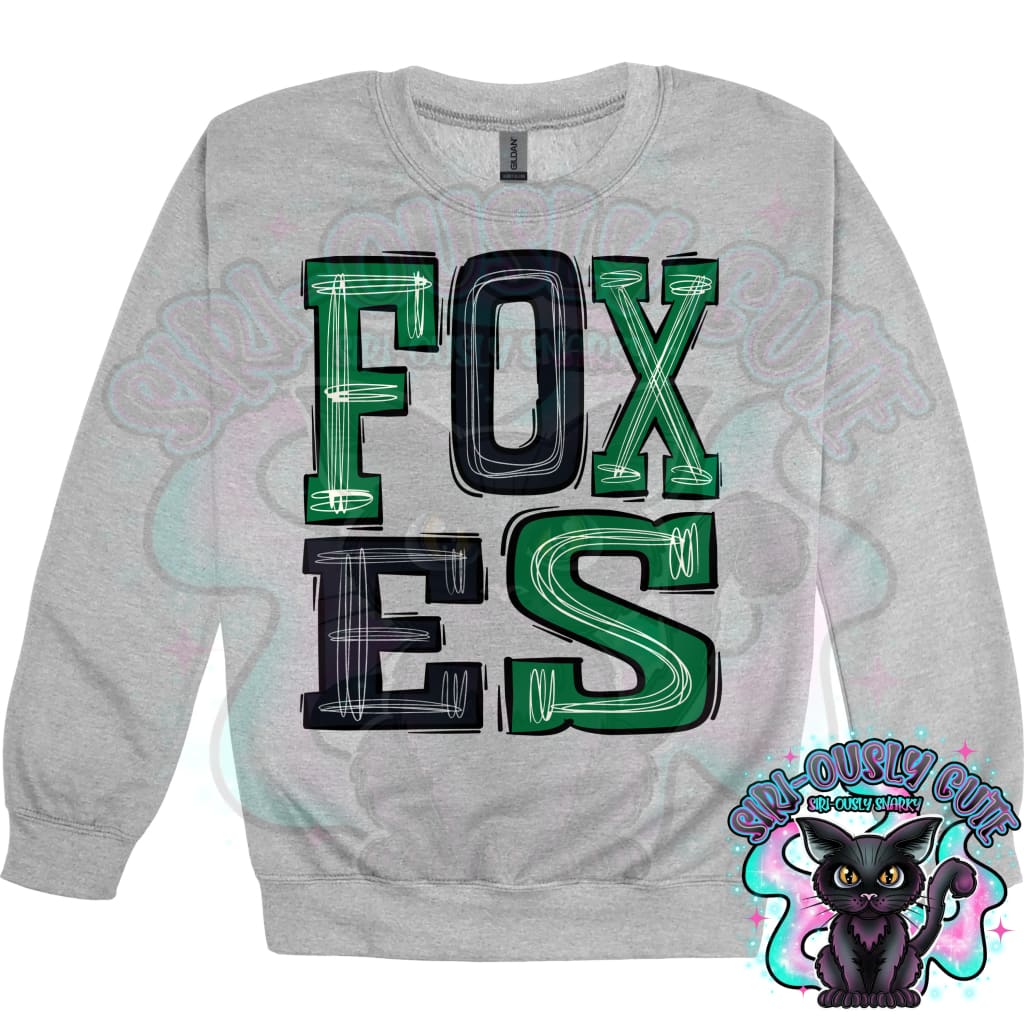 Sporty Foxes - Kelly Green Black Mascot