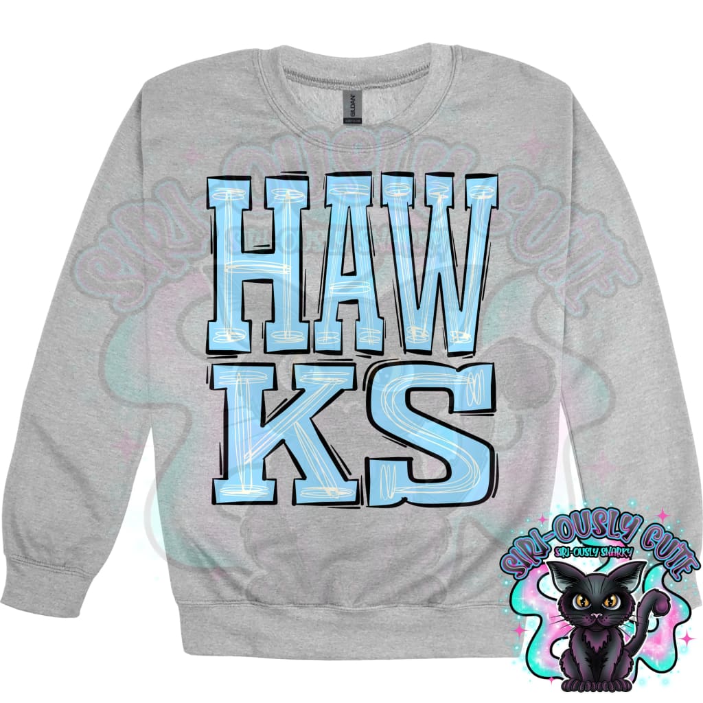 Sporty Hawks - Columbia Blue Blue Mascot